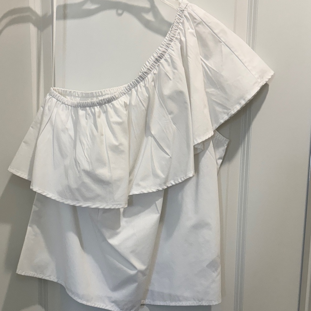 GAP White One-Shoulder Ruffle Top - Picture 3 of 10